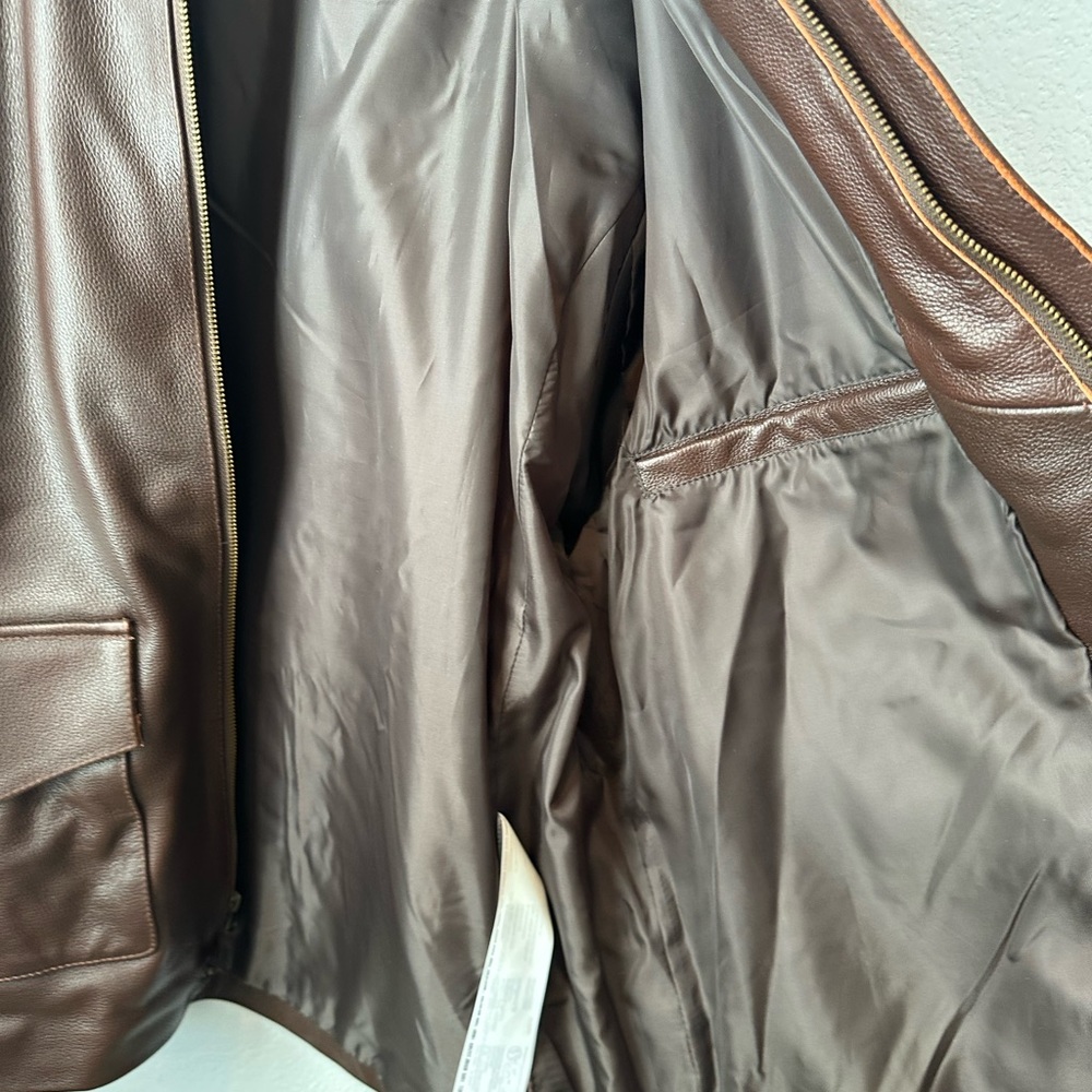 Indiana Jones Leather Jacket XL Disney 100% Bovine Leather NWT Brown - Picture 5 of 8